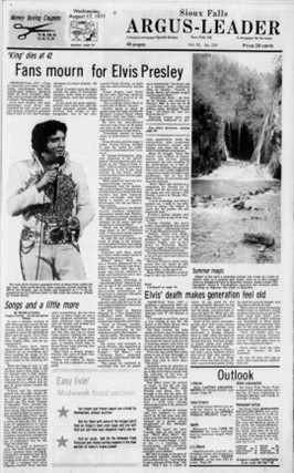 newspaper article titled fans mourn for elvis presley