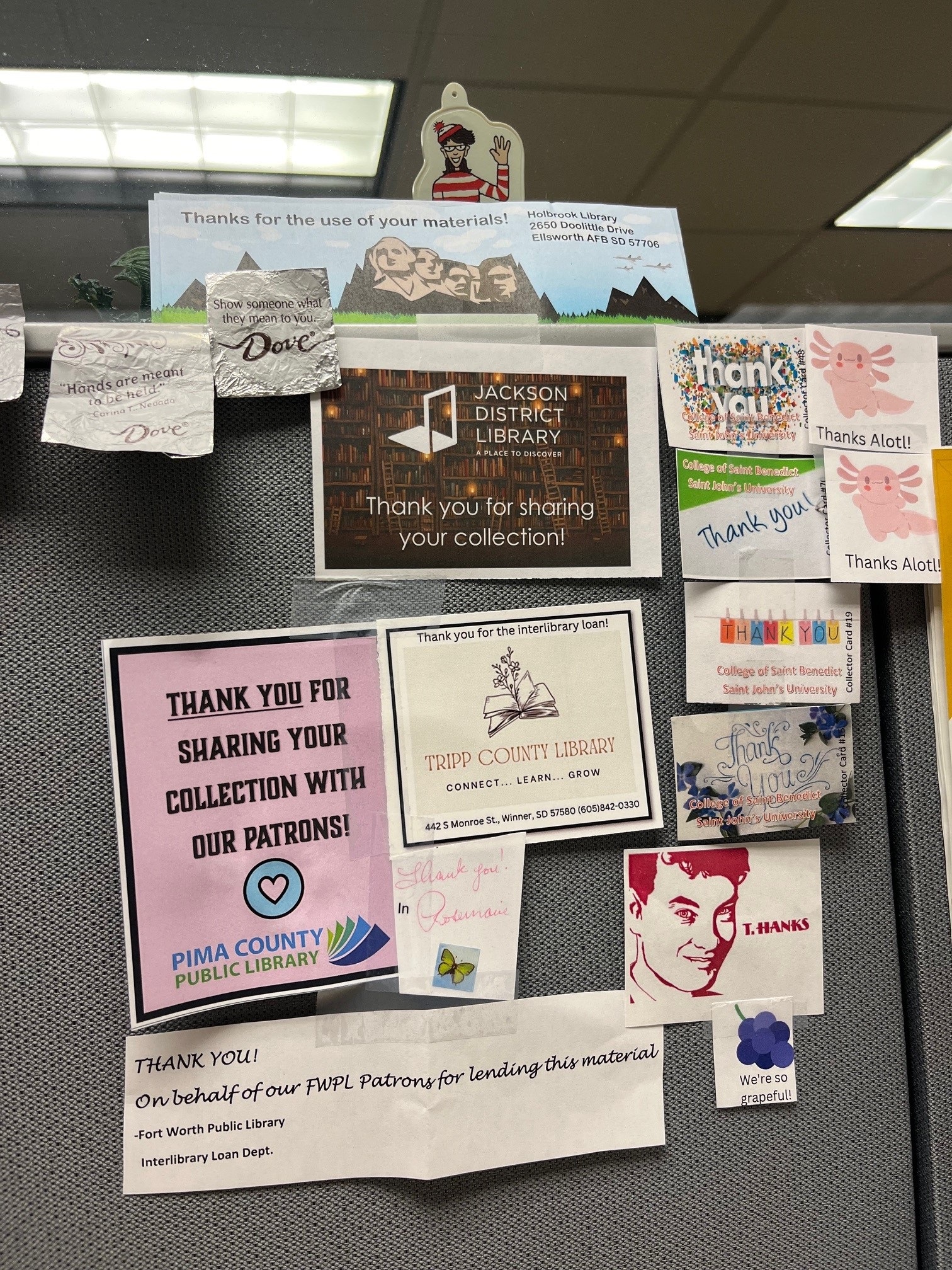 Thank-you notes from libraries around the country